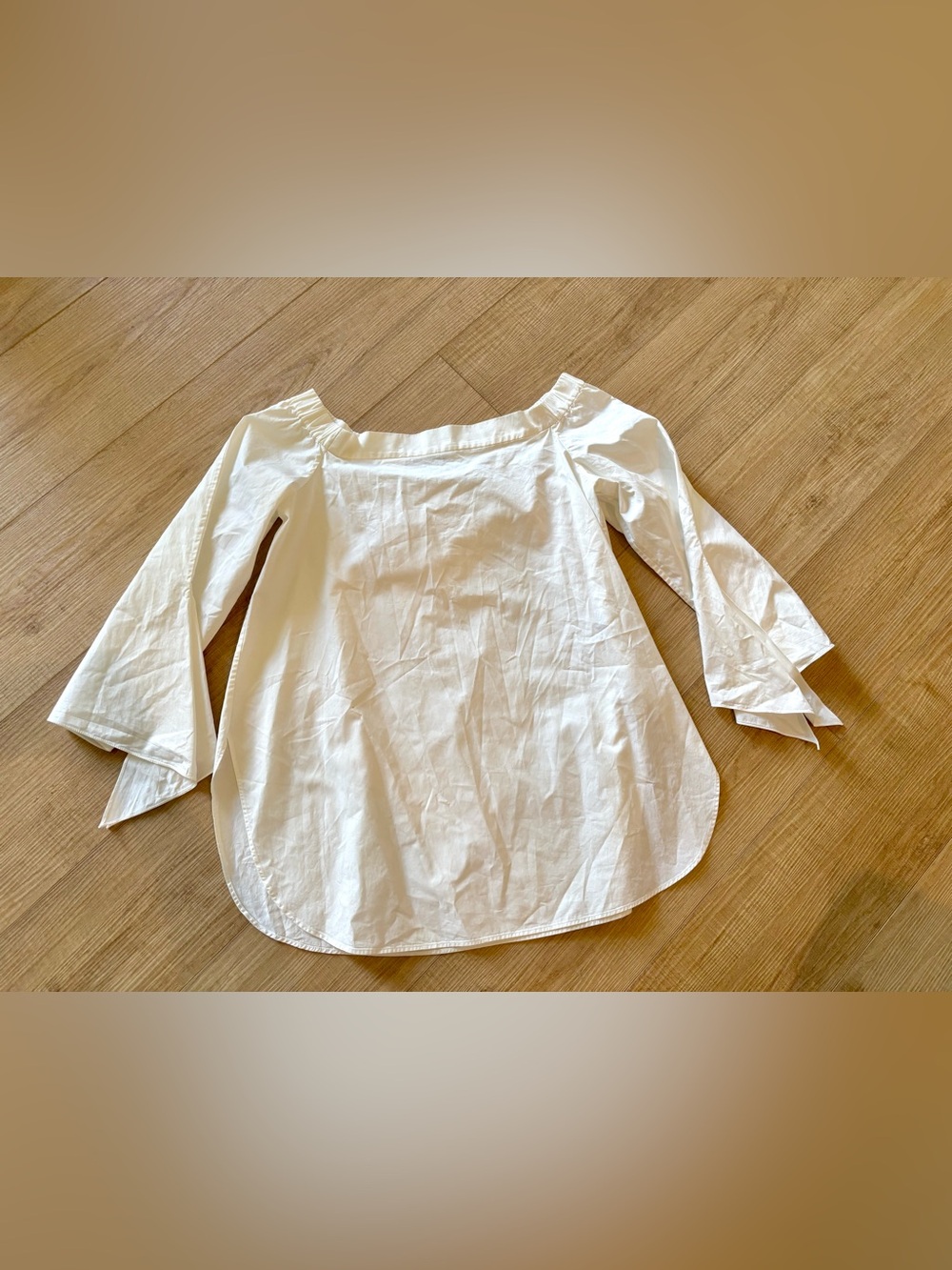 Tibi Off The Shoulder White Top Blouse Cotton Long Sleeve Sz 4 - Picture 10 of 12